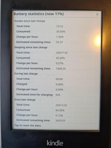 Kindle KOReader battery statistics